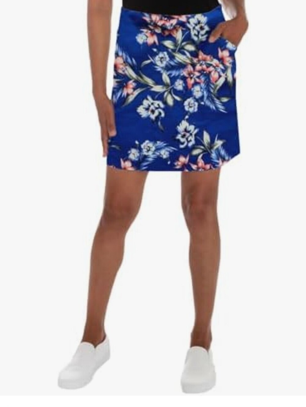Mario Serrani Women's Tummy Control Comfort Stretch Skort, Blue & Floral Size M